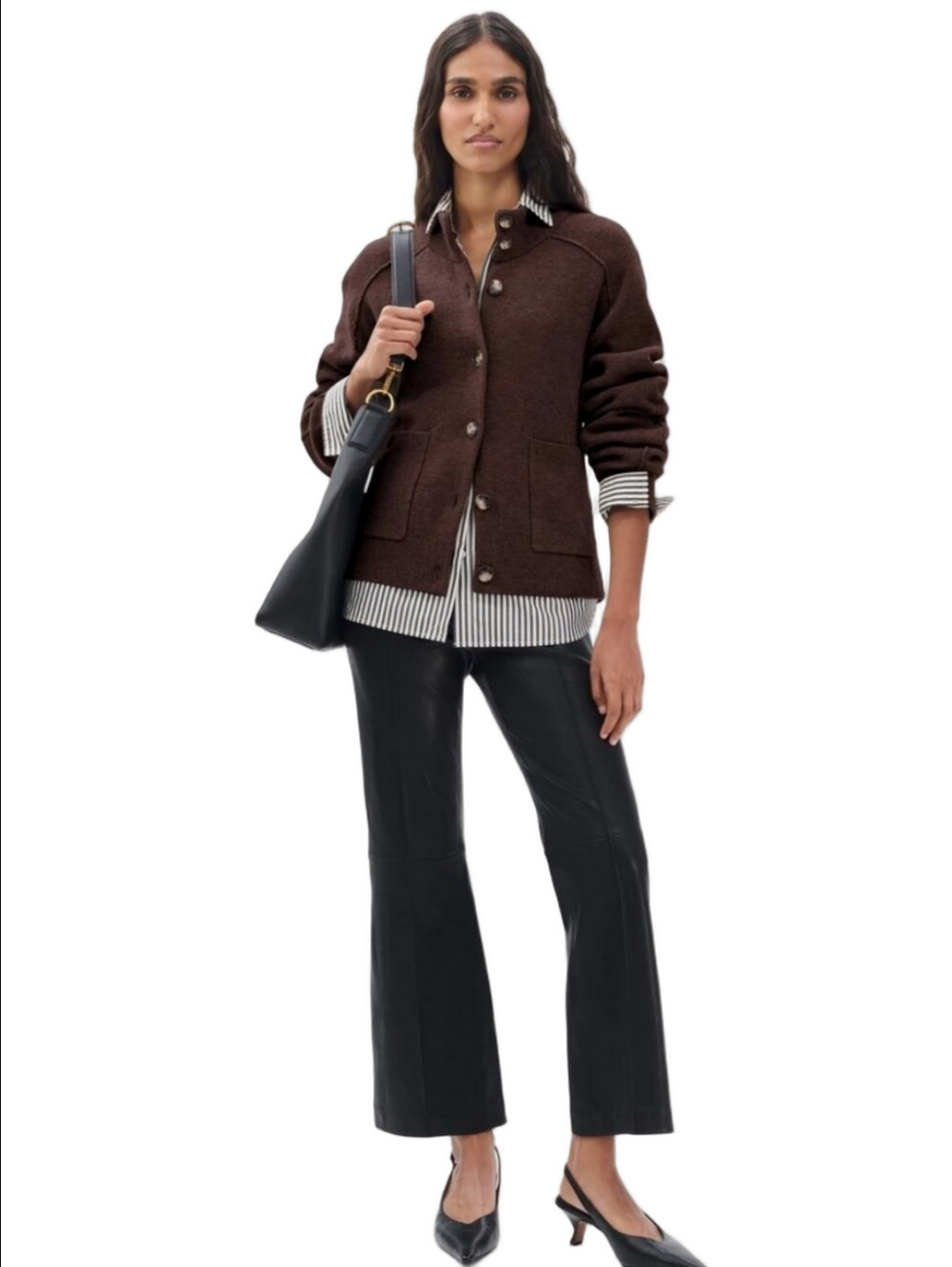 🆕🤎RAG & BONE "BRIDGET" RICH BROWN ITALIAN WOOL BLEND MOCKNECK CARDIGAN - Picture 5 of 16